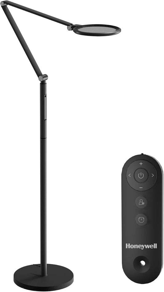 Honeywell LED Floor Lamp - F01BK Sunturalux™ Eye Caring Dimmable Standing Light with Remote,Bright Natural Daylight 5 Colors & 5 Brightness Adjustable Tall Lampara for Home Office Living Room Bedroom - Bloomnest