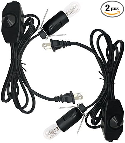 haraqi Himalayan Salt Lamp Cords with Dimmer Switch,Original Replacement Cords and 25 Watt Bulbs for Salt Rock Lamp,UL Listed Cords(2 Cords and 2 Bulbs)