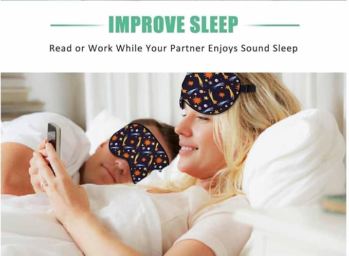 Space Sleep Mask Watercolor Shooting Stars Multicolored Planets Men Women Sleep Mask with Adjustable Strap Eye Cover Eye Shade for Travel, Nap,Meditation - Bloomnest