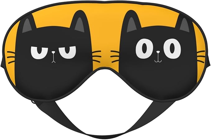 Black Cat with Big Eyes Sleep Mask, Soft Comfort Eye Shade, Adjustable, Breathable, Skin Friendly, Blocks Light, Perfect for Travel, Home, Airplanes, Trains or Anywhere - Bloomnest