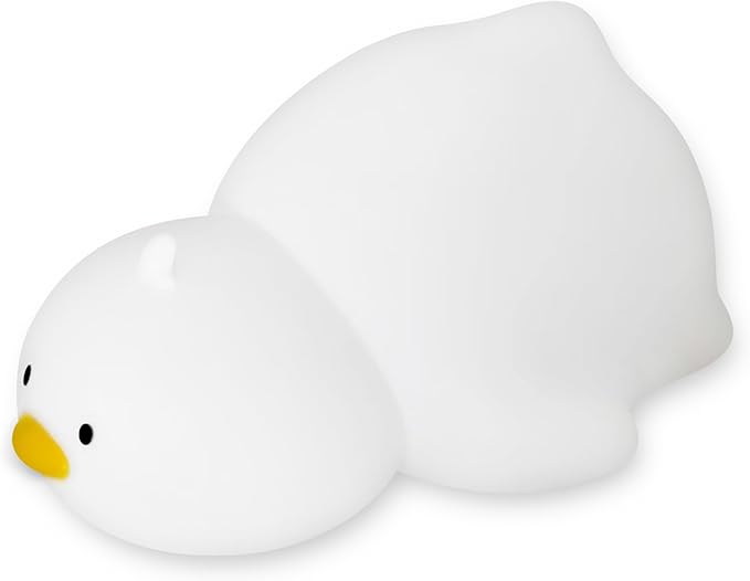 Night Light for Kids, Rechargeable Dimmable Silicone LED Nightlight with 7 Colors, Baby Nursery Night Lamp, Touch Squishy Lamp, Cute Gifts for Girls, Boys, Toddler Room Decor, Lying Duck - Bloomnest