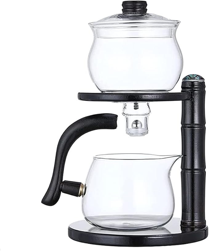 Lazy Kungfu Glass Tea Set Semi Automatic Drip Rotating with Infuser Glass Teapot Set