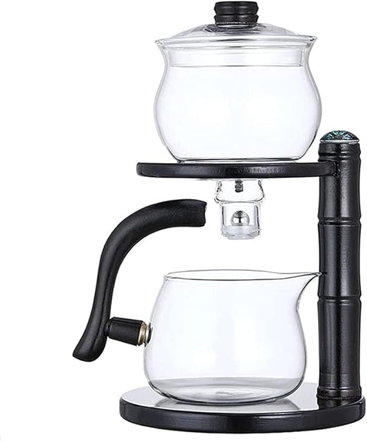 Lazy Kungfu Glass Tea Set Semi Automatic Drip Rotating with Infuser Glass Teapot Set