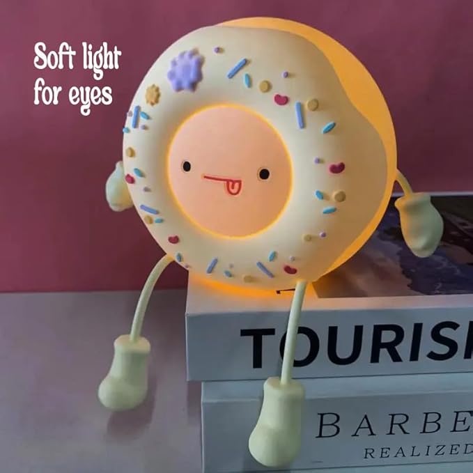 Cute Donut Night Light for Kids,Silicone Nursery Nightlight, Touch Control USB Rechargeable Lamps Breastfeeding Sweet Kawaii Dorm Room Decor Christmas Gift Baby Kids Girls Teens,White - Bloomnest