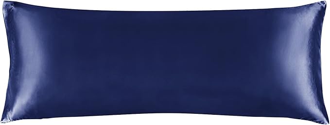 BEDELITE Satin Body Pillow Cover, Super Soft and Cooling Body Pillow Pillowcase for Hair and Skin, Breathable Silky Full Long Pillowcase Cover(20"x54", Navy) - Bloomnest