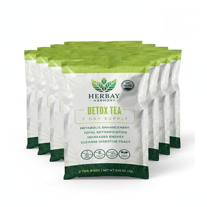 Herbay Harmony Organic Detox Tea – Caffeine-Free Herbal Cleanse for Bloating Relief, Digestive Tea & Natural Body Detox, Organic Herbal Blend with Ginger, Chamomile & Papaya - 24 Pack (24 Week Balance Pack) - Bloomnest