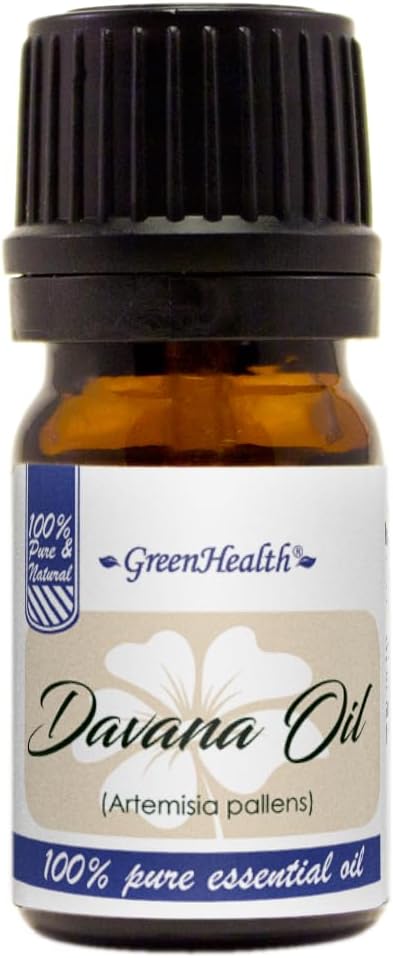 Davana Essential Oil – 5 ml – 100% Pure & Natural – Therapeutic Grade – Amber Glass Bottle with Euro Dropper – GreenHealth Greenals