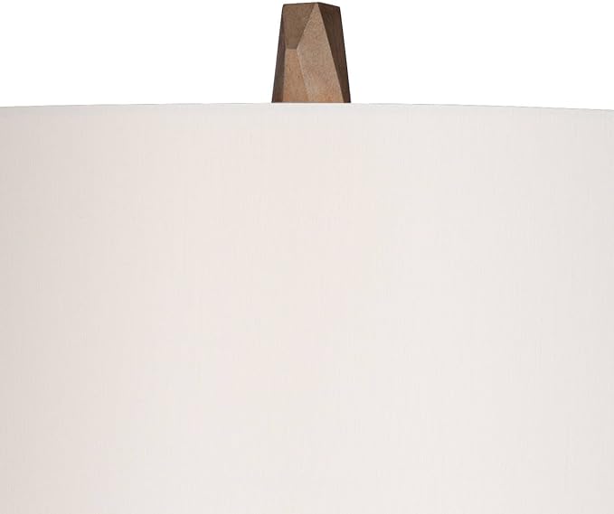 Possini Euro Design Modern Table Lamp with Acrylic Riser 32 1/2" Tall Champagne Gold Off-White Fabric Hardback Drum Shade Decor for Bedroom Living Bedside Nightstand Home Office Kids Room - Bloomnest