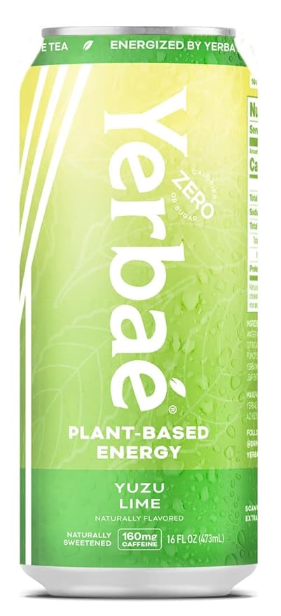 Yerbaé Energy Beverage Yuzu Lime - Lemon Lime Flavor. Energized by Yerba Mate. Naturally Caffeinated Plant-Based, Healthy Alternative to Coffee/Sugary Sodas Pack of 12, 16oz cans - Bloomnest
