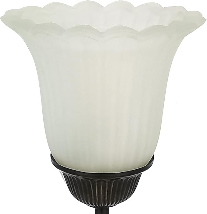 RORIANO Touch Bedside Lamp with 2 USB Charging Ports, 3-Way Dimmable Nightstand Lamps, White Glass Shade Vintage Rural Leaf Lamp for Living Room Tabletop Bedroom Side Table, LED Bulb Included - Bloomnest