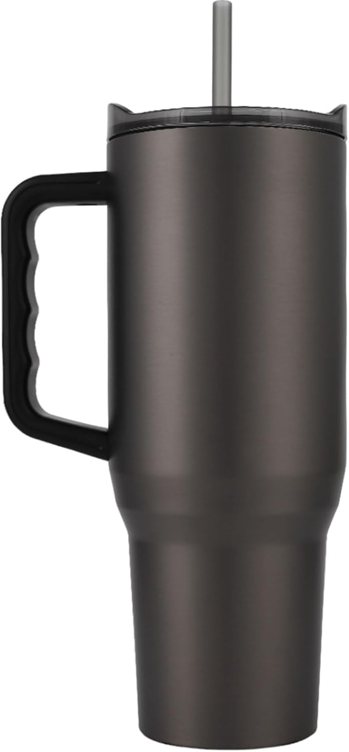 Yukon Outfitters Fit Forty 40oz Double Wall Vacuum Insulated Stainless Steel Tumbler with Reusable Straw & Ergonomic Handle | For Hot or Cold Beverage, Titanium - Bloomnest