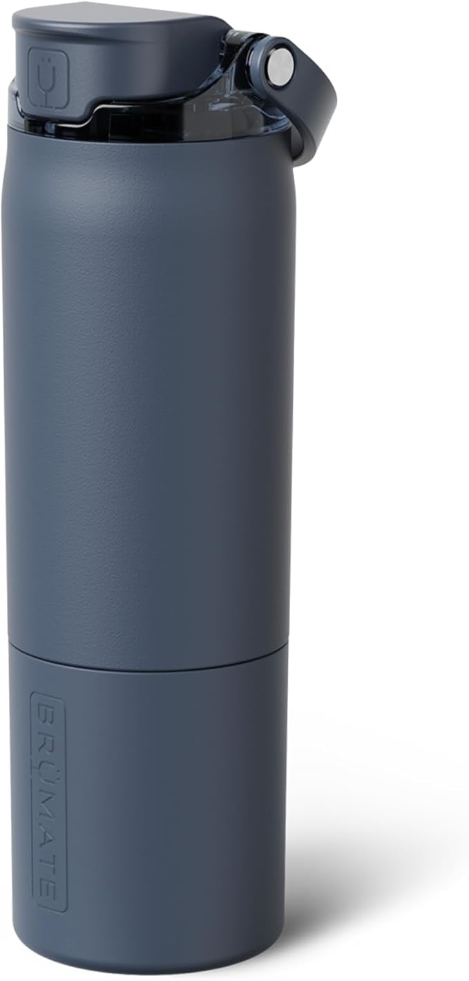 BrüMate Rise 25oz Water Bottle With 100% Leakproof Covered Silicone Straw | Insulated Stainless Steel Water Bottle | Cup-Holder Friendly | Fast Flow | Soft Sip Spout | BPA-Free (Nightfall Blue) Br%C3%BCMate