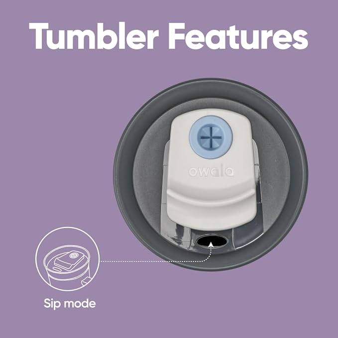 Owala Stainless Steel Triple Layer Insulated Travel Tumbler with Spill Resistant Lid and Straw, BPA Free, 24 oz, Grey/Purple (Bunny Hop) (Pack of 12)