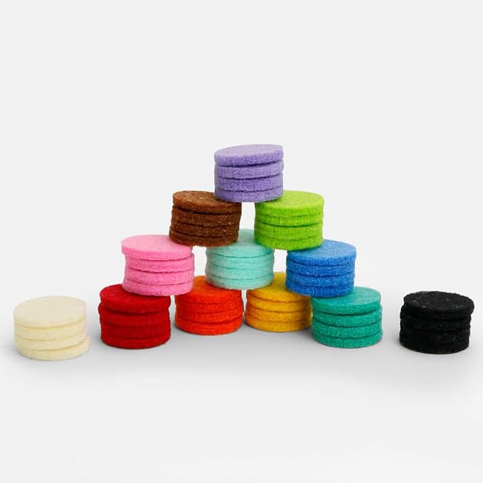 Maromalife 48PCS 22mm Replacement Refill Pads for 30mm Essential Oil Diffuser Necklace, Felt Pads for Aromatherapy Necklace Pendant Diffuser Bracelet Car Diffuser Vent Clip with 12 Colors, 0.87 Inch - Bloomnest