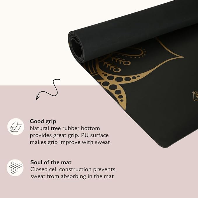 Shakti Warrior Shanti PU Yoga mat - Artist Designed, Premium eco friendly mats, Non Slip, Non Toxic, Great for Regular & Hot Yoga, Pilates and Work out (72 inch x 28 inch x 5mm Thick)k out (72 inch x 28 inch x 5mm Thick)