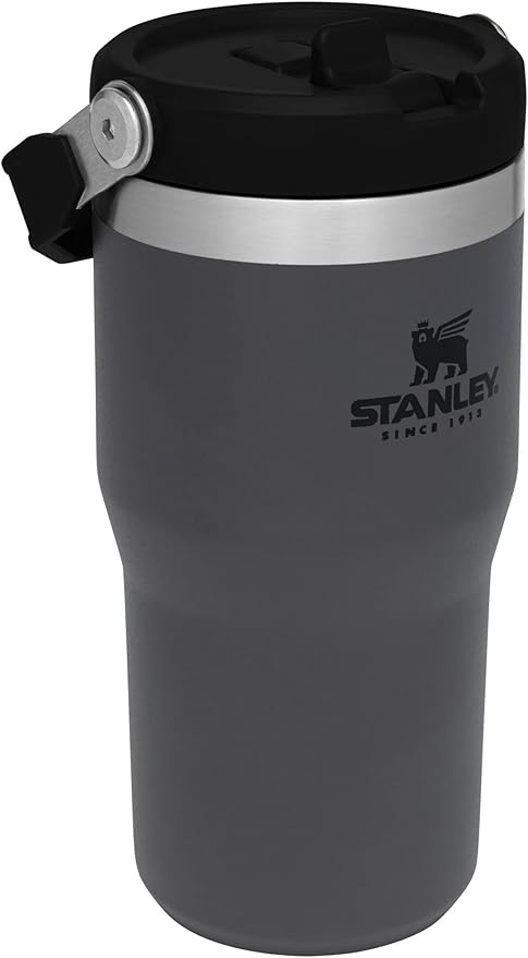 Stanley IceFlow Flip Straw Tumbler with Handle 20 oz | Twist On Lid and Flip Up Straw | Leak Resistant Water Bottle | Insulated Stainless Steel |BPA-Free | Charcoal - Bloomnest