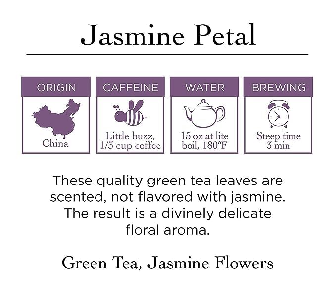 Two Leaves and a Bud Jasmine Green Tea Bags, 15 Count (Pack of 1) Whole Leaf Green Tea in Pyramid Sachet Bags, Compostable Sachets - Bloomnest