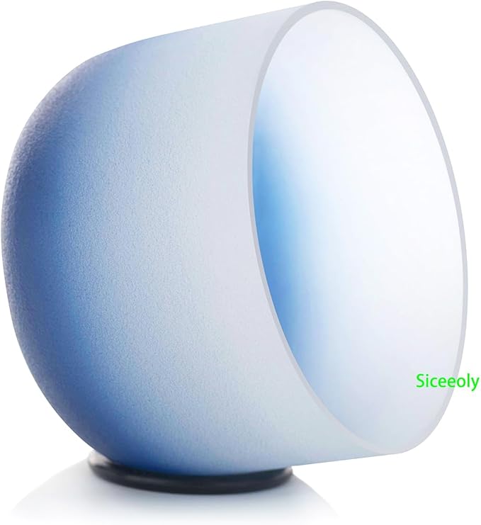 8" A Note 432HZ Indigo Blue Color Crystal Singing Bowl Frosted Quartz Root Base Chakra Meditation Sound Healing with Durable Carrying Case Suede Striker O-ring - Bloomnest