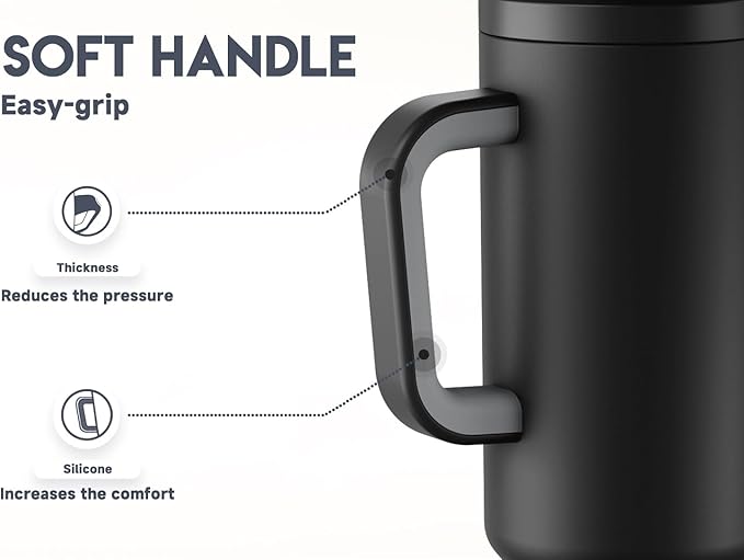 Meoky 50 oz Tumbler with Handle, Tumbler with Lid and Straw, Insulated Stainless Steel Travel Mug, 100% Leak-proof, Keeps Cold for 36 Hours or Hot for 12 Hours (Night) - Bloomnest