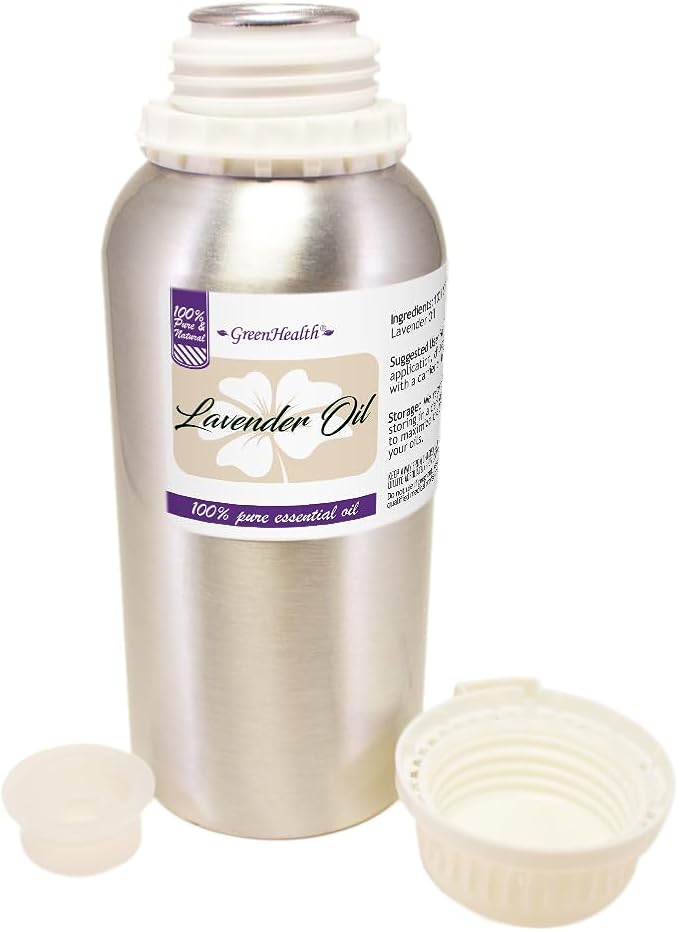 2 Bottles – GreenHealth Lavender Essential Oil – 16 fl oz Each (32 fl oz Total) – 100% Pure & Uncut – Aluminum Bottles – Bulk Lavender Oil for Diffuser, Aromatherapy, Soap Making & Candles - Bloomnest