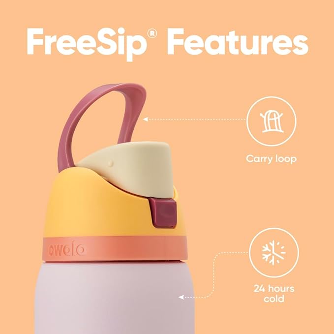 Owala FreeSip Insulated Stainless Steel Water Bottle with Straw for Sports and Travel, BPA-Free, 32 Ounce, Candy Store Owala