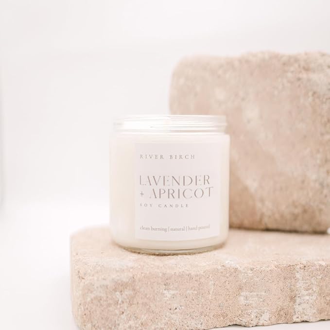 River Birch Candles Lavender + Apricot Scented Candle | Premium, All-Natural, Non-Toxic, Soy Wax | 16oz 90 Hr Burn Time | Cozy Relaxing Gifts for Home - Bloomnest