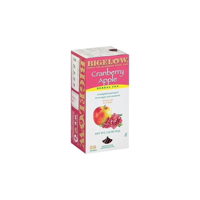 Bigelow Cranberry Apple Herbal Tea Bags 28-Count Box (Pack of 1) Cranberry Apple Hibiscus Flavored Herbal Tea Bags All Natural Non-GMO - Bloomnest