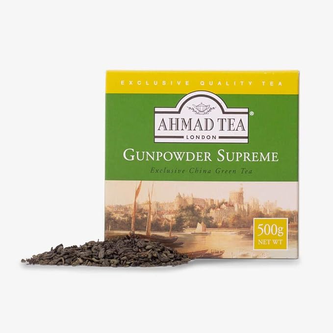 Ahmad Tea Green Tea, Gunpowder Loose Leaf, 500g - Caffeinated & Sugar Free - Bloomnest