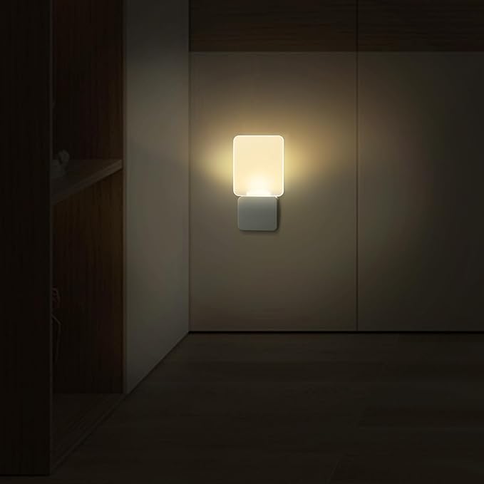 oviitech Superior Night Light with Dusk to Dawn Light Sensor at Bottom, Light in Warm White for Hallway, Bedroom, Living Room, Bathroom and Other Scenes, UL Certified, White, 4 Pack - Bloomnest