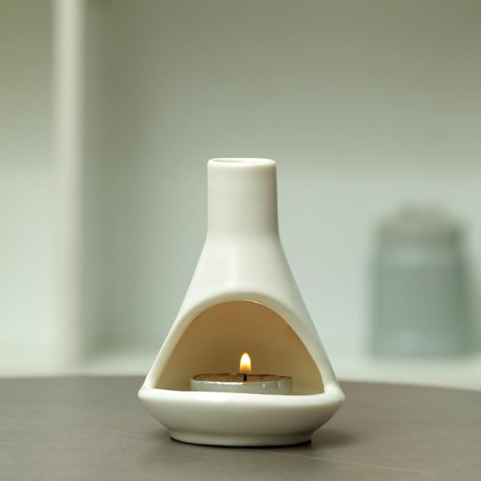 Ceramic Chiminea Palo Santo Holder and Burner - Modern Medieval Incense Candle and Matchstick Mini Chiminea for Wood Sticks and Bulk Incense with Ash Catcher - Zen-Inspired Home Decor Gift - Bloomnest