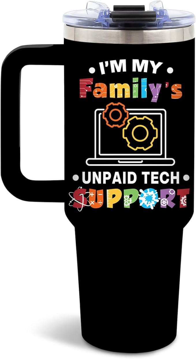 DUUV Funny 40 Oz Tumbler, I'm My Family's Unpaid Tech Support Cup, Computer Gifts for IT Guy Programmer Geek Nerd, Birthday Christmas Gifts for Computer Engineer Men, 1PCS - Bloomnest
