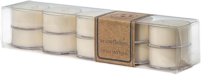 ECO CANDLE CO. Tea Light Candles, Snowflakes, 10-Pack - Scents of Winter, Flowers, & Mint - Recyclable, 100% Soy Wax, No Lead, Hand Poured, Made from Midwest Grown Soybeans, .6 oz. Each - Bloomnest