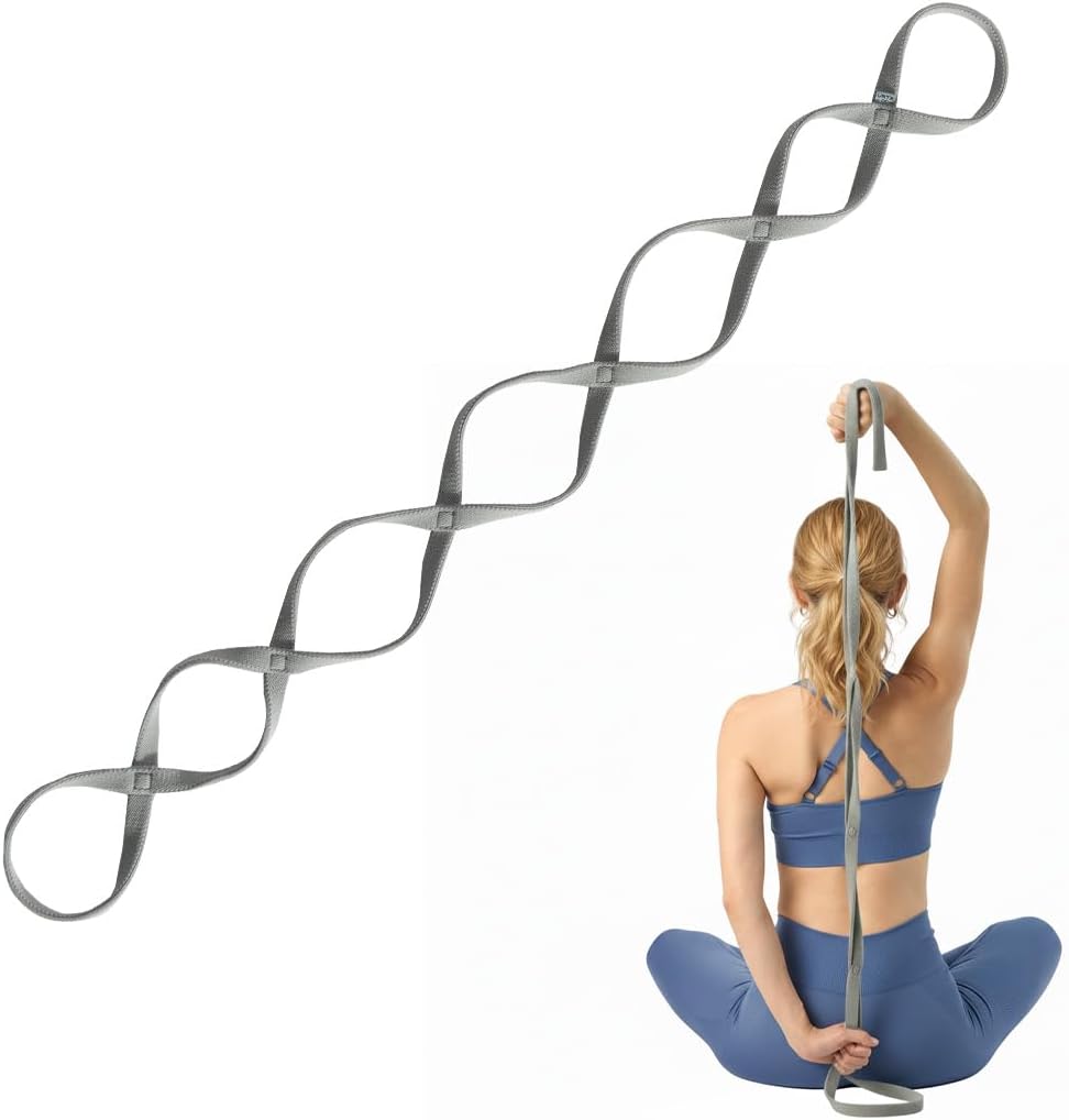 VRTX Stretch Straps for Exercise | Yoga & Pilates Stretching Bands w/ 7 Loops | Resistance Bands for Fitness Workout, Home Gym, Physical Therapy | Soft Mesh Cloth, Durable – Single Pack