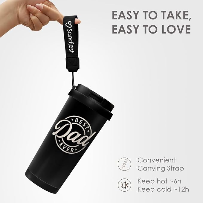 Dad Tumbler from Daughter- Stainless Steel 2-in-1 Lid Coffee Tumbler 18 oz, Best Dad Ever Insulated Travel Mug Gift for Men Husband Dad, Birthday Christmas Father's Day - Bloomnest