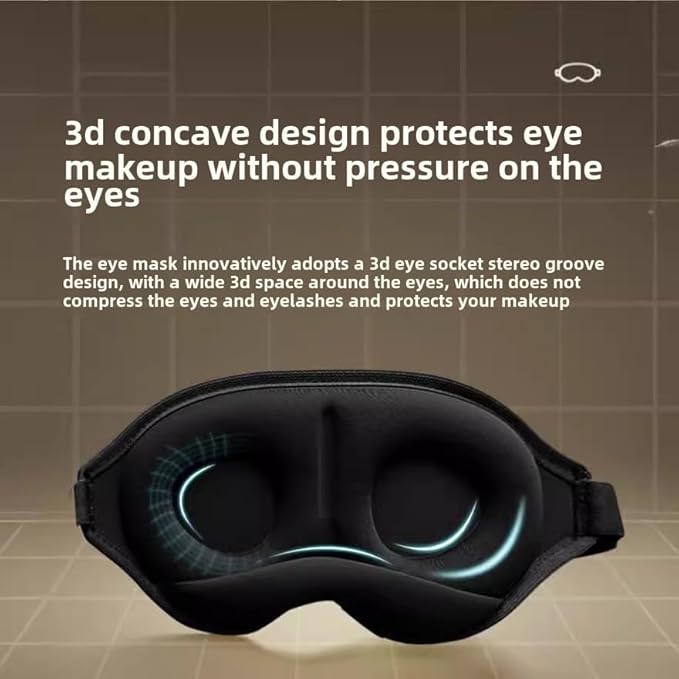 Blindfold 100% Light-Blocking Sleep Eye mask Ergonomic 3D Eye mask Non Pressure on Eyes Three-Dimensional and Skin Friendly Breathable nostrils - Bloomnest