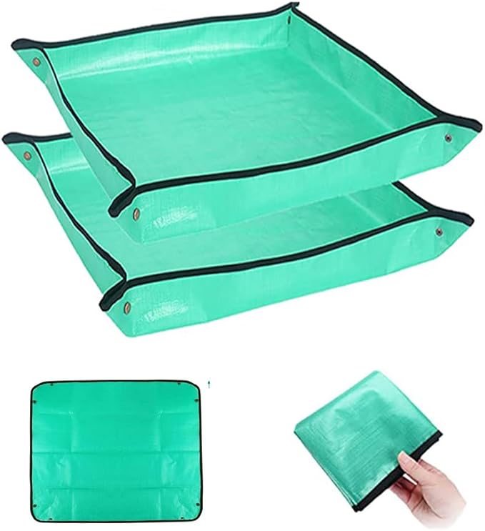 BIUWING 2PCS 39.4" x 39.4" Plant Repotting Mat Waterproof Transplanting Mat Indoor Succulent Potting Mat Portable Gardening Soil Changing and Watering mat Square and Foldable Garden mat - Bloomnest