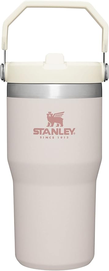 Stanley IceFlow Flip Straw Tumbler with Handle 20 oz | Twist On Lid and Flip Up Straw | Leak Resistant Water Bottle | Insulated Stainless Steel |BPA-Free | Rose Quartz - Bloomnest