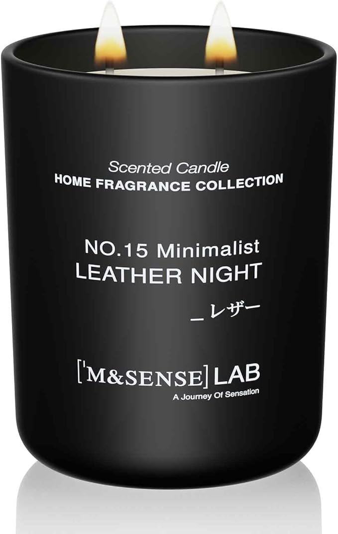M&SENSE Natural Soy Candle| Leather Night | 16.6 oz, 95H Burn | Minimalist Scented Candle for Relaxation, Gifting, Home Décor | for Bedroom, Office, Party Large - Bloomnest