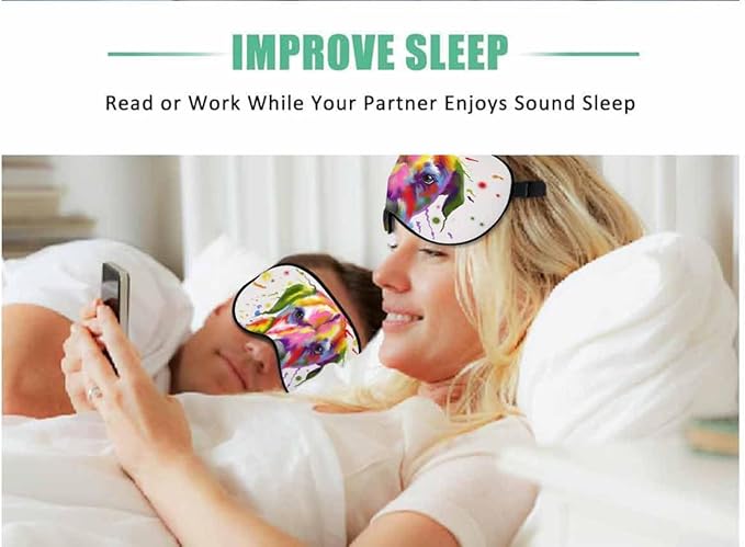 Dog Sleep Eye Mask Watercolor Animals Men Women Sleep Mask with Adjustable Strap Eye Cover Eye Shade for Travel, Nap,Meditation - Bloomnest