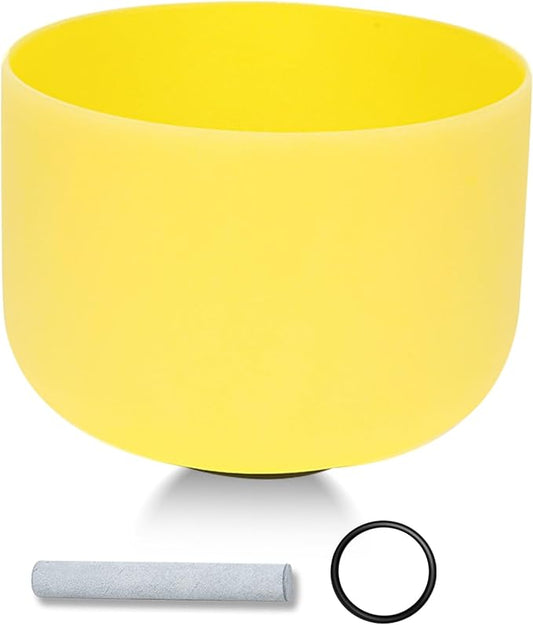 432HZ 10 Inchs Frosted Crystal Singing Bowl Set for Meditation Healing Yoga Chakra Quartz Crystal Sound Bowls with Heavy Duty Carry Case and Rubber Mallet,Suede Striker,O-rings - Bloomnest