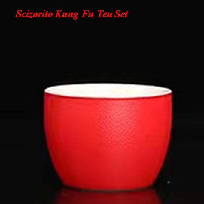 Ceramic Portable Travel Tea Set, Chinese Kungfu Tea Set with 360 Rotation Teapot and Infuser, 4 Tea Cups, Tea Tray And Travel Bag (Red)
