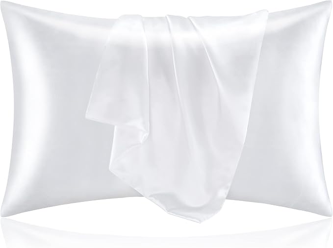 BEDELITE Satin Pillowcase for Hair and Skin, Super Soft and Cooling Similar to Silk Pillow Cases 2 Pack with Envelope Closure, Gift for Women Men(20"x30" Queen Size, White) - Bloomnest