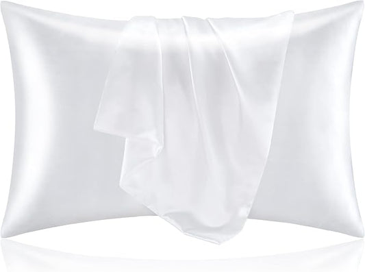 BEDELITE Satin Pillowcase for Hair and Skin, Super Soft and Cooling Similar to Silk Pillow Cases 2 Pack with Envelope Closure, Gift for Women Men(20"x30" Queen Size, White) - Bloomnest