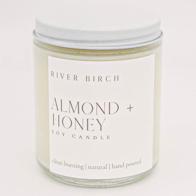 River Birch Candles Almond + Honey Scented Candle | Premium, All-Natural, Non-Toxic, Soy Candles | 8.5oz 40 Hr Burn Time | Cozy Relaxing Gifts for Home - Bloomnest