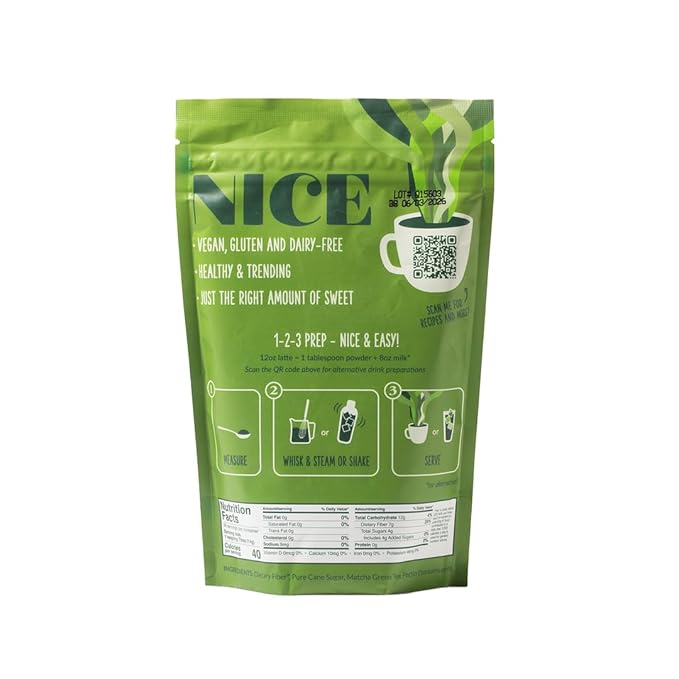 Two Leaves and a Bud Nice Matcha Latte Blend (36 Servings), Japanese Matcha Green Tea Powder, 1 Resealable Bag, 1.1lb (500g) - Bloomnest