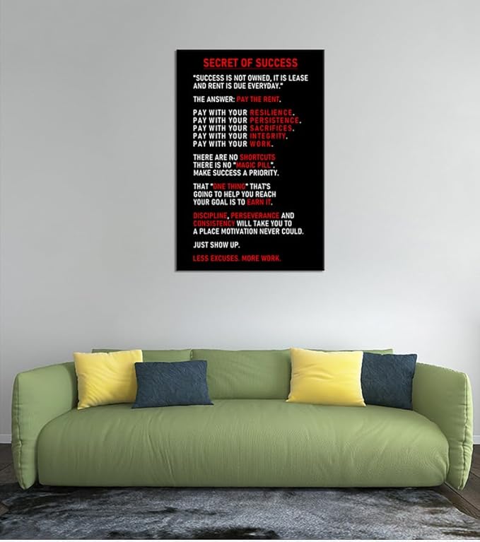 Inspirational Canvas Wall Art for Office Secret of Success Motivational Poster Inspiring Prints Artwork for Living Room Office Modern Home Decor Painting Pictures Stretched and Framed [24''Wx 36''H] - Bloomnest
