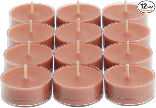 PartyLite Set of 12 Tea Lights Candles, Cashmere & Cocoa Scent, Aromatherapy Scented Candles Gift Set, Up to 4 to 6 Hours Burn Time - Bloomnest