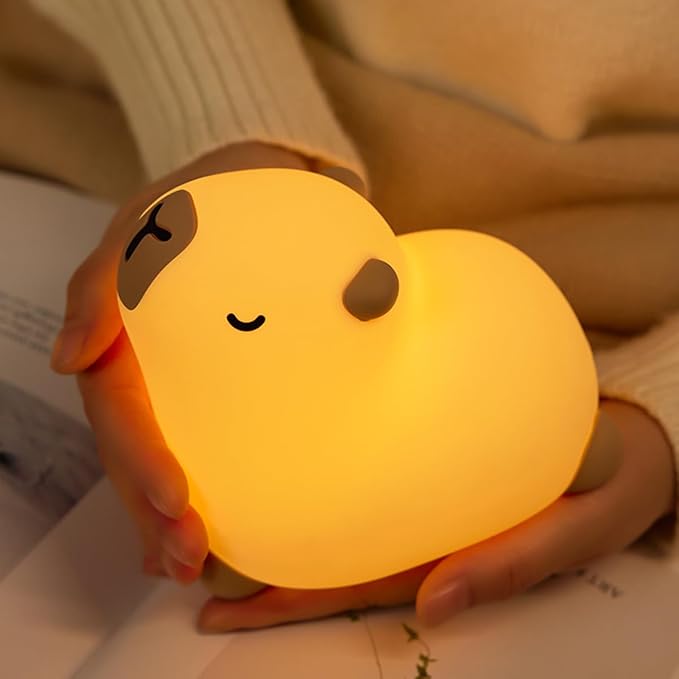 Cute Capybara Night Light, LED Capybara Lamp Rechargeable Touch Bedside Lamp,Squishy Animal Nightlight,3 Levels Dimmable,30Min Timer Nursery Night Light for Kids, Bedroom Baby Boys Girls Gifts - Bloomnest