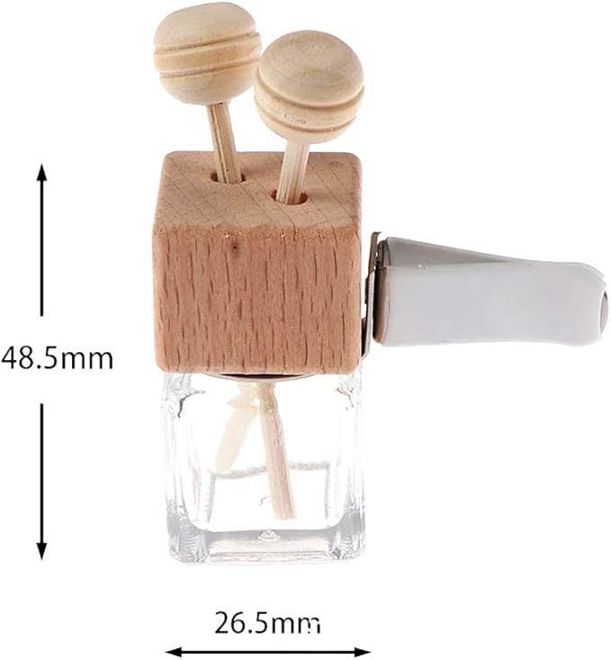 10 Pack,8ml Clear Glass Car Air Freshener Perfume Clip Diffuser,Empty Essential Oil Perfume Vials Diffuser Vent Outlet,Thick Glass Ornament With Wooden Caps,FREE Funnel,Dropper - Bloomnest