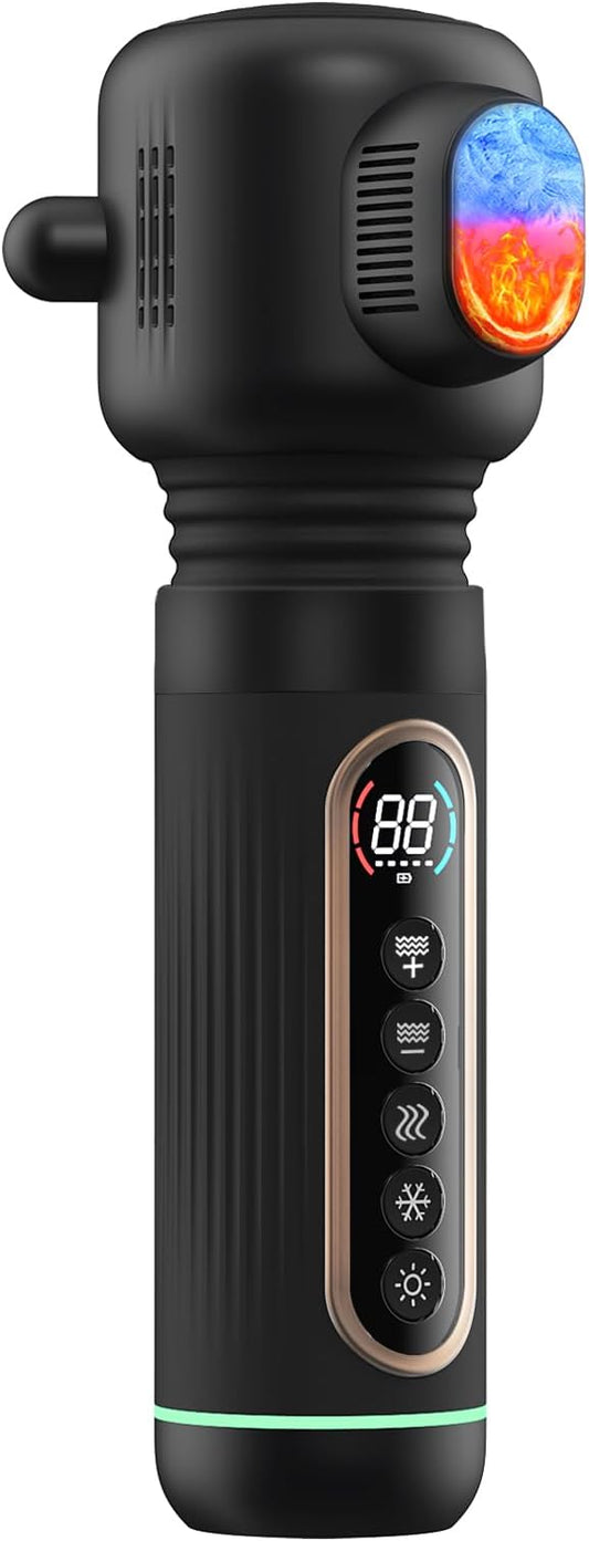 Handheld Vibrating Trigger Point Massage Tool - with Heat and Cold & Red Light - Deep Tissue Muscle Massager Gun for Full Body Pain Relief, Portable Fascial Massager -Gifts for Men & Women - Bloomnest